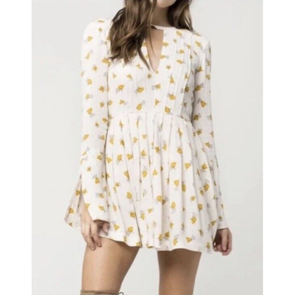 Free People Women's Tegan Long-Sleeve Floral Printed Mini‎ Dress, Size 0